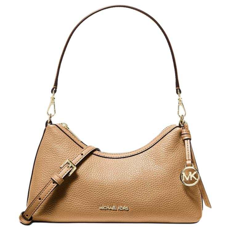 MICHAEL KORS Litchi Grain Leather Shoulder Bag Small Women's Camel Charm Included