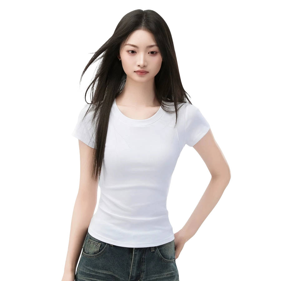 MIIOW T Shirts Women's Crew Neck Thin Nipped In Waist
