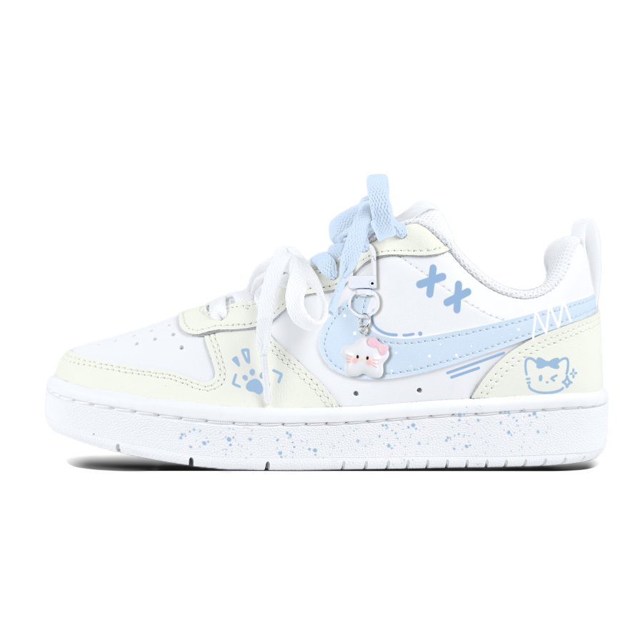 Nike Nike Court Borough Soft And Cute Blue Cat Leather Kids' Skateboarding Shoes Teenagers