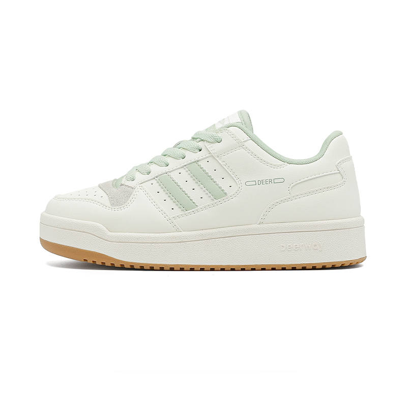 DEERWAY Lightweight Breathable Height Increasing Skateboard Shoes Women's Beige Green