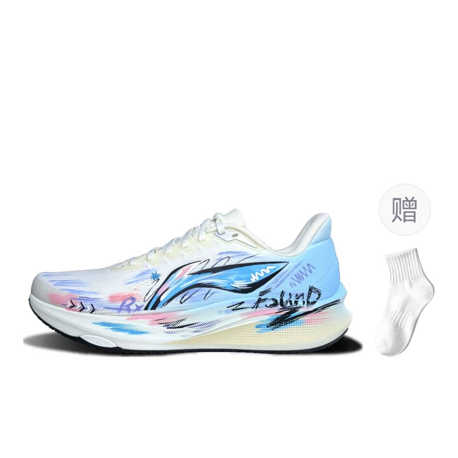 Li-Ning Li Ning Cushioning Abrasion Resistant Breathable Slip Resistant Low top Men's Running Shoes Men's Blue Pink