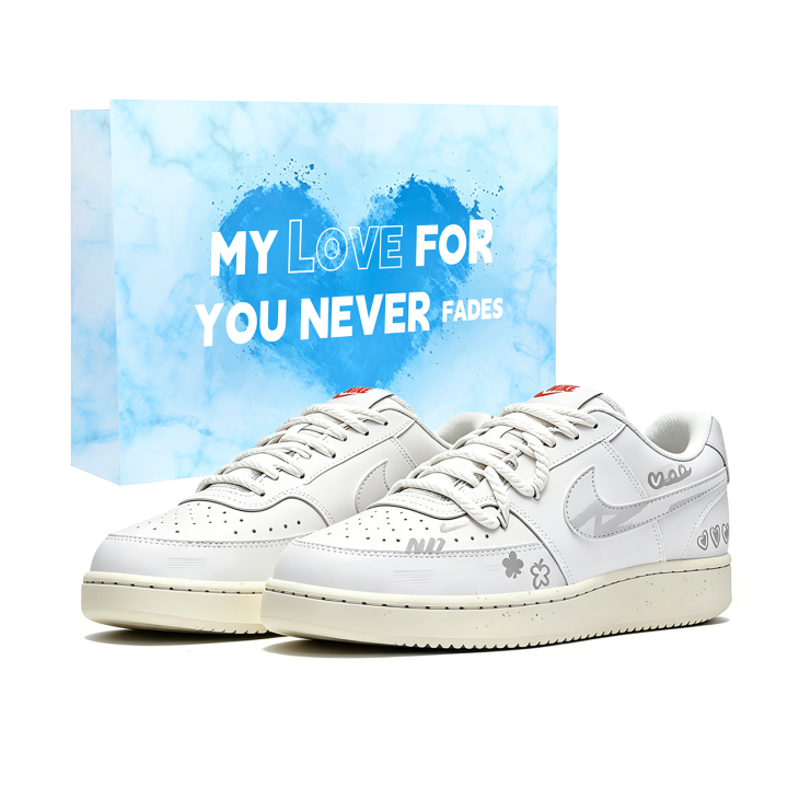 Nike Nike Court Vision Heartbeat Silver Cloud Slip Resistant, Abrasion Resistant, Height Increasing Low top Skateboard Shoes