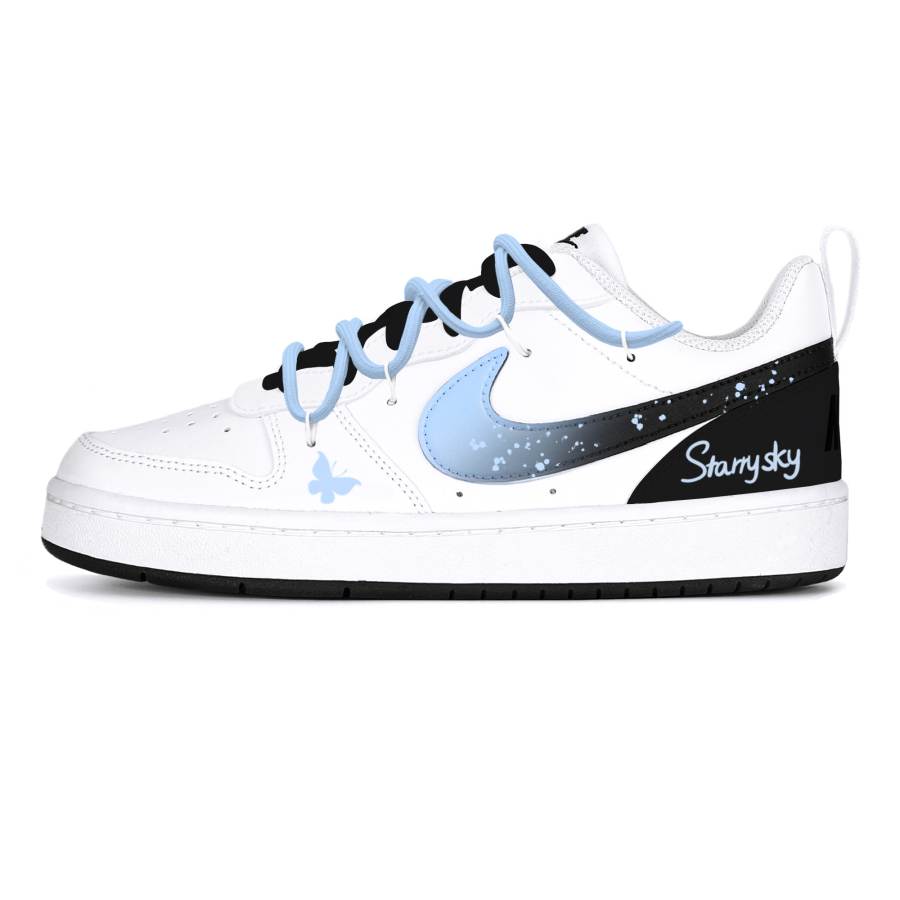 Nike Nike Court Borough Ice Butterfly Soaring Cushioning Low top Kids' Skateboarding Shoes Light Blue Teenagers