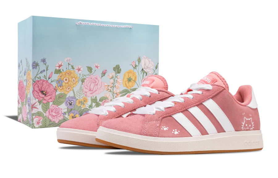 Adidas Adidas Grand Court Base 00s Pink Velvet Kitten, Sweet Berry, Girlish Style, Girlfriend, Versatile Suede Low top