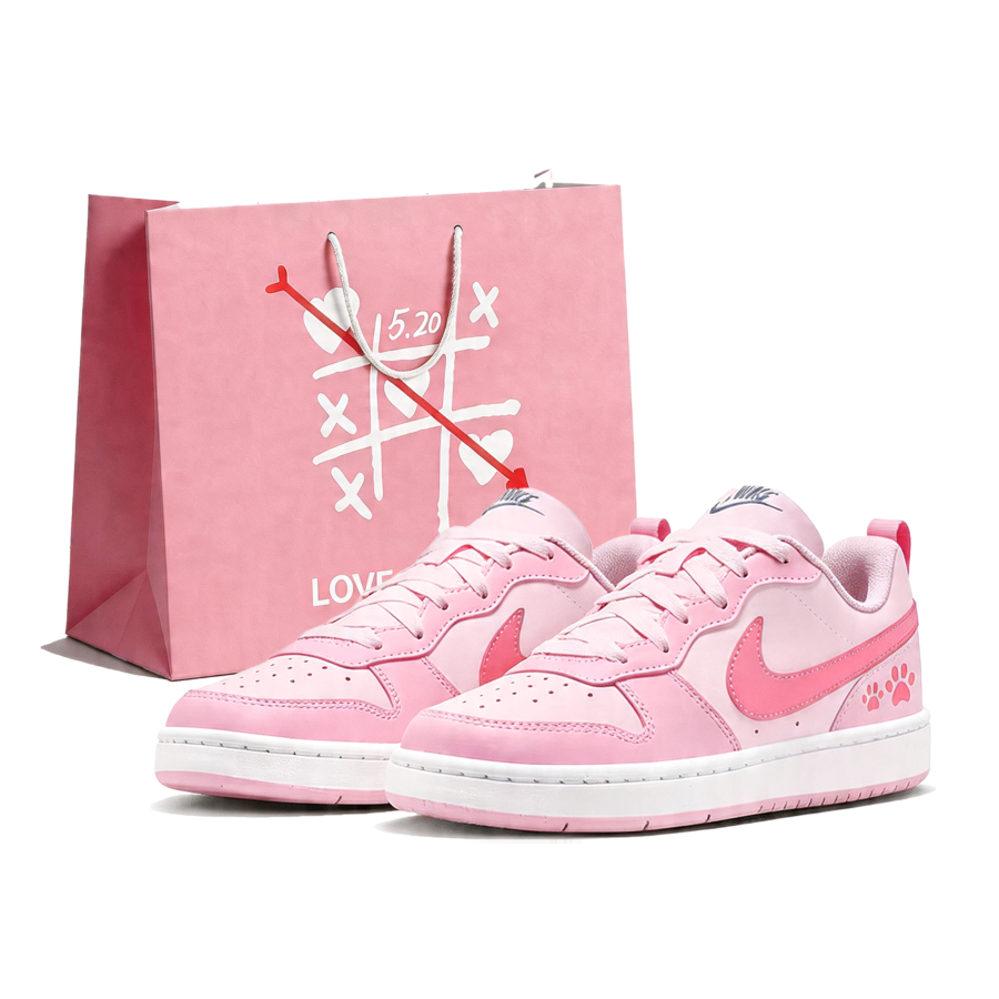 Nike Nike Court Borough Sweet Pink Cat Paw Low top Kids' Skateboarding Shoes Pink Teenagers