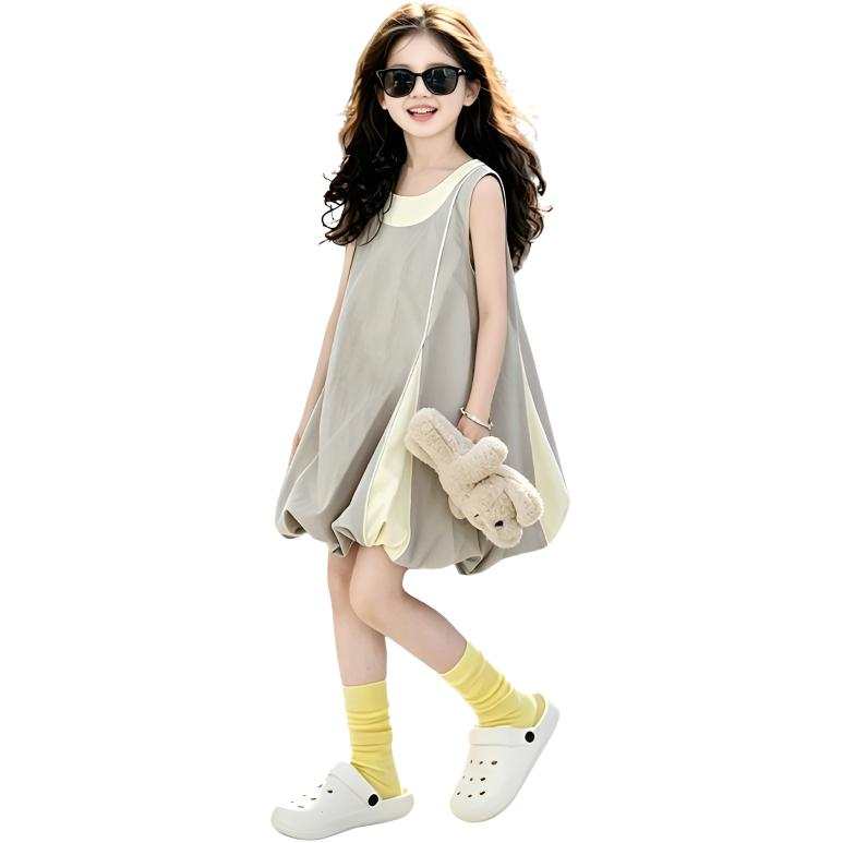 TNTX Kids Dresses Crew Neck Moderate Short Skirt Non Stretch