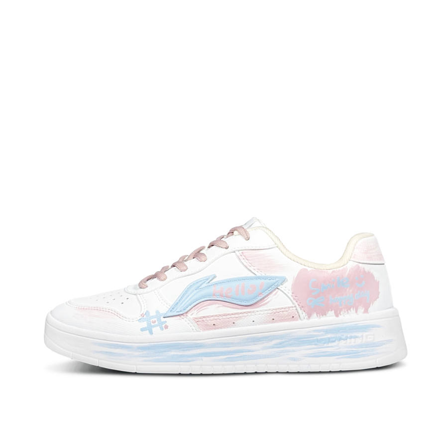 Li-Ning Li Ning Floating Boat Abrasion Resistant Lightweight Low top Skateboard Shoes Women's Pink Blue