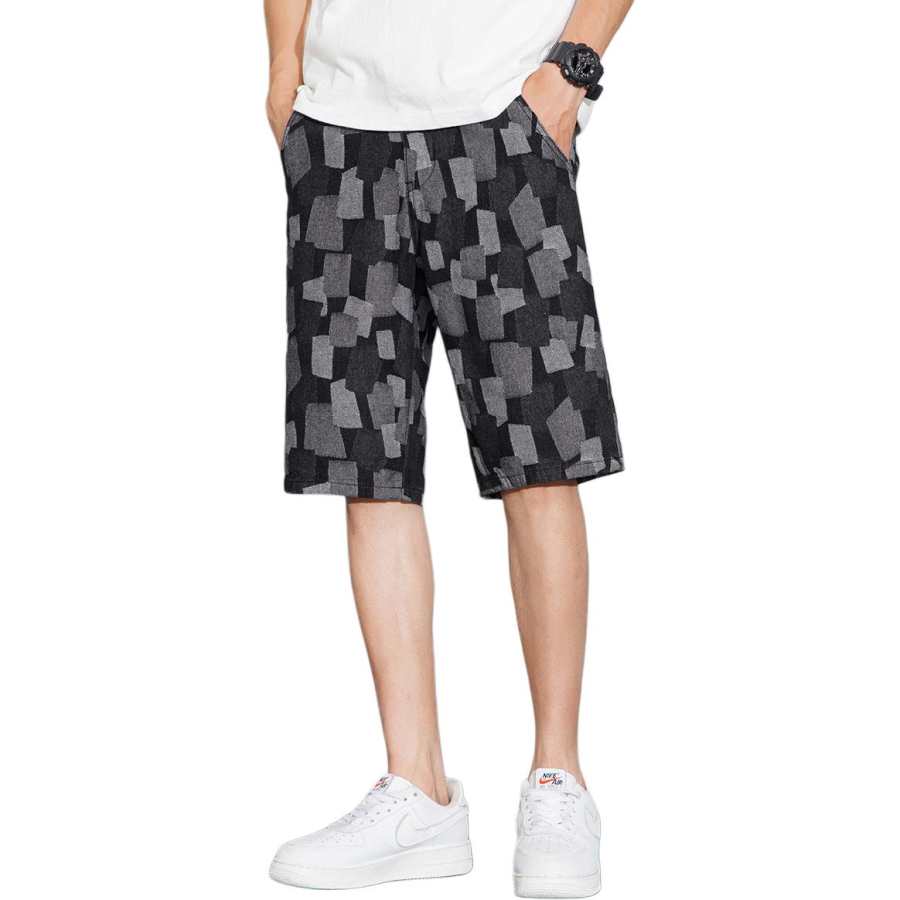 Tonlion Denim Shorts Unisex Black Thin
