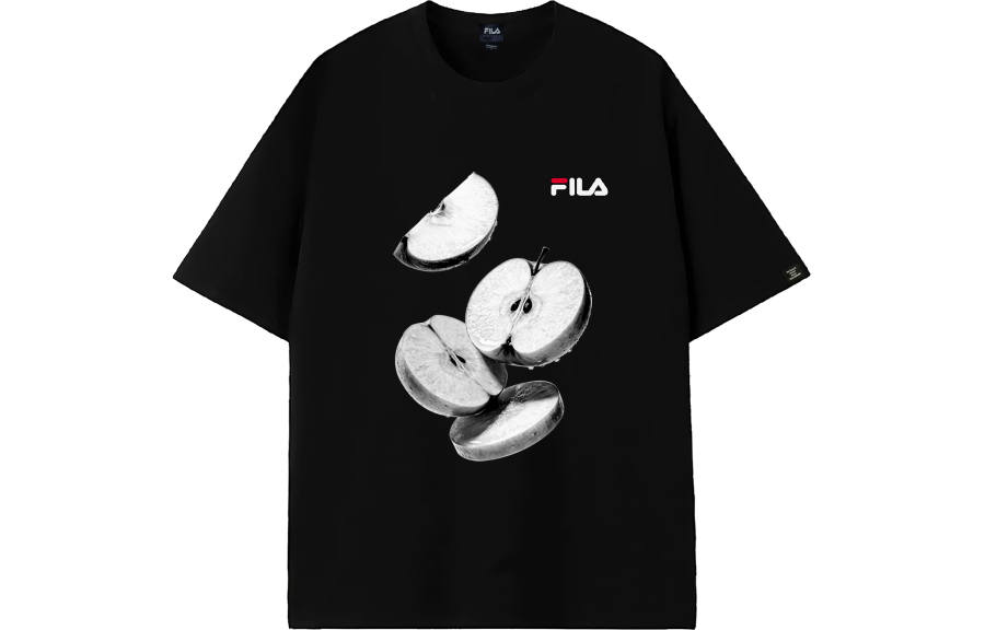 FILA T Shirts Unisex Black Crew Neck Moderate