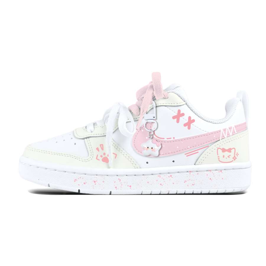 Nike Nike Court Borough Soft And Cute Pink Cat Kids' Skateboarding Shoes Teenagers