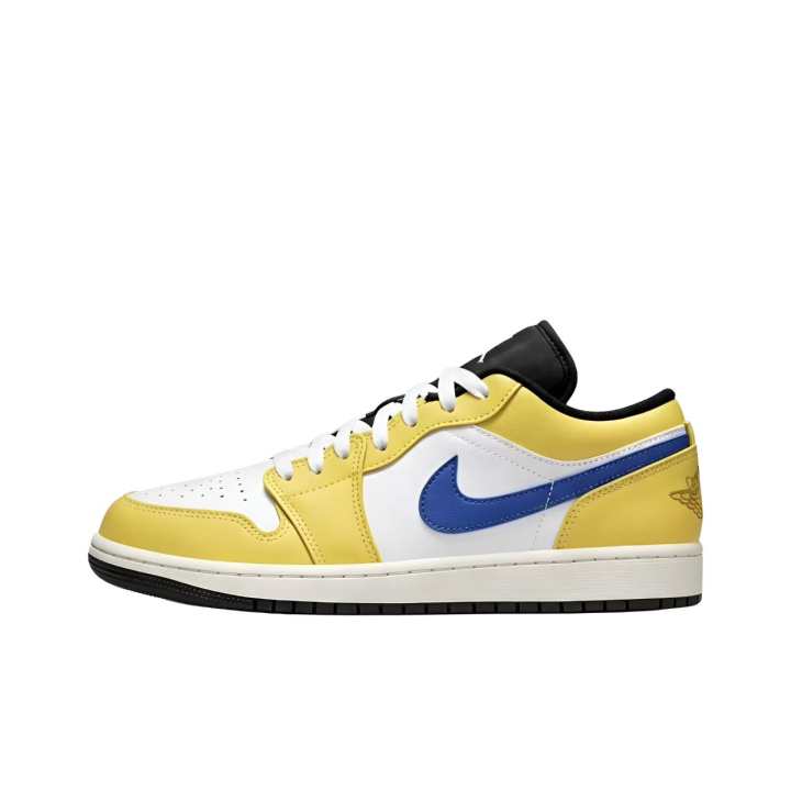 Jordan Jordan Air Jordan 1 Reverse Hook Yellow Leather Abrasion Resistant Low top Skateboard Shoes Unisex White Yellow