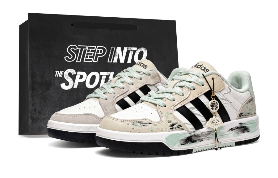 Adidas Adidas ENTRAP Ink Wash Millennium Synthetic Leather Skateboard Shoes Unisex White Green