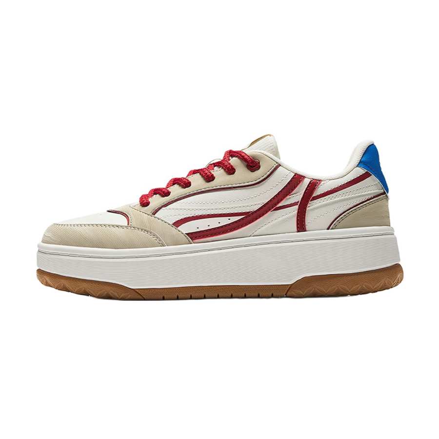 Anta Sunny Breeze Cushioning Abrasion Resistant Low top Skateboard Shoes Women's Beige White Red
