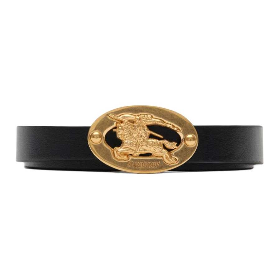 Burberry Calfskin Leather Belts Women's Black/Hazelnut Brown Width 1.5cm