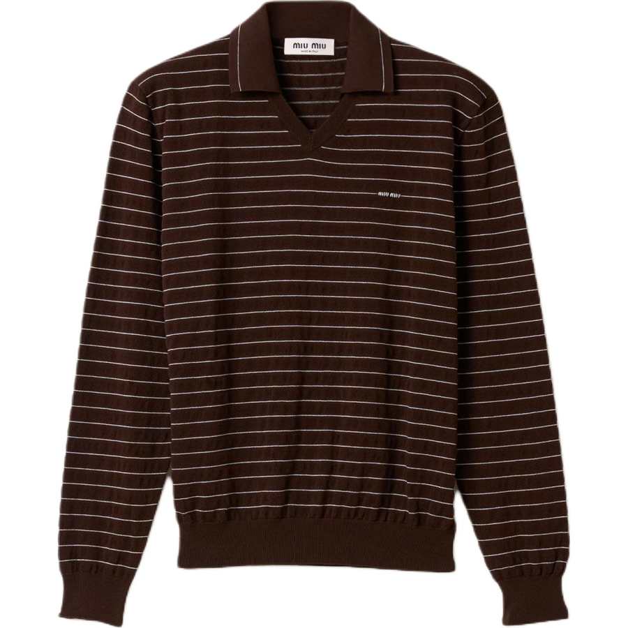 MIU MIU Knitwear Women's Cocoa Brown V Neck Moderate