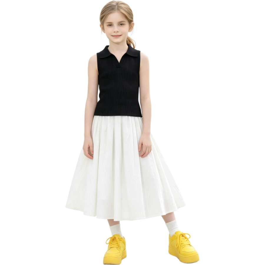 YALU Grade School Two Piece Skirt Sets Lapel Thin Long Skirt