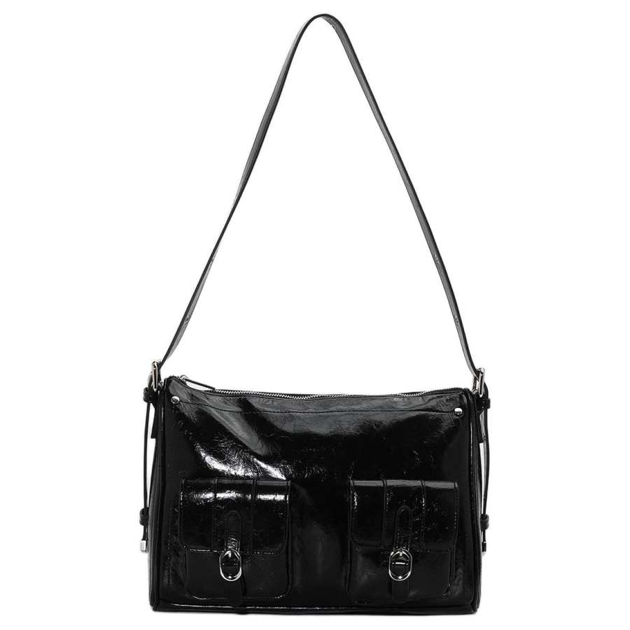 URBAN REVIVO Artificial Leather Crossbody Bags Regular Women's Black