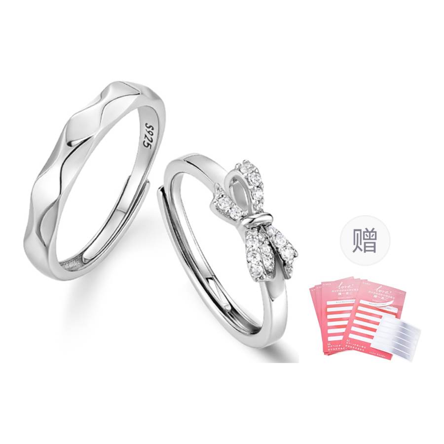 KADER 925 Sterling Silver, 999 Fine Silver, Synthetic Cubic Zirconia Rings Unisex Silver White