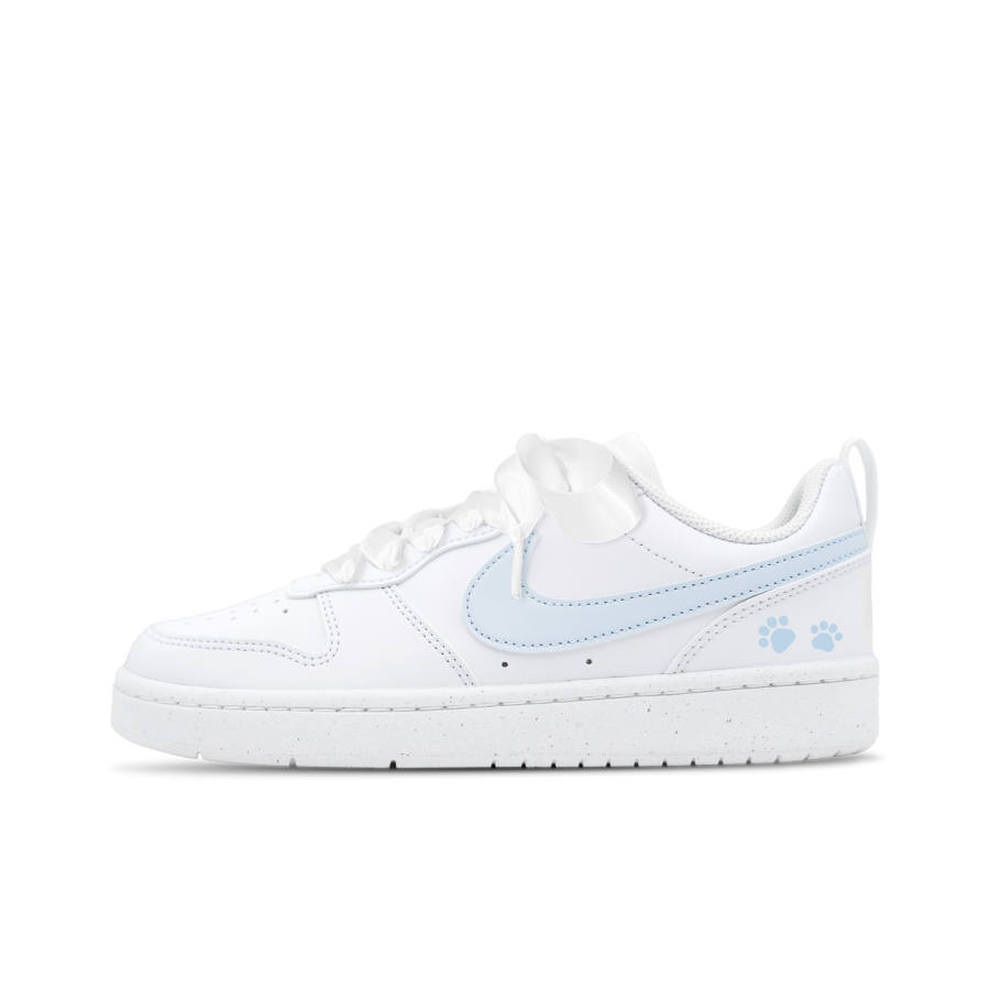Nike Nike Court Borough Cat Paw Journal Low top Kids' Skateboarding Shoes Blue White Teenagers