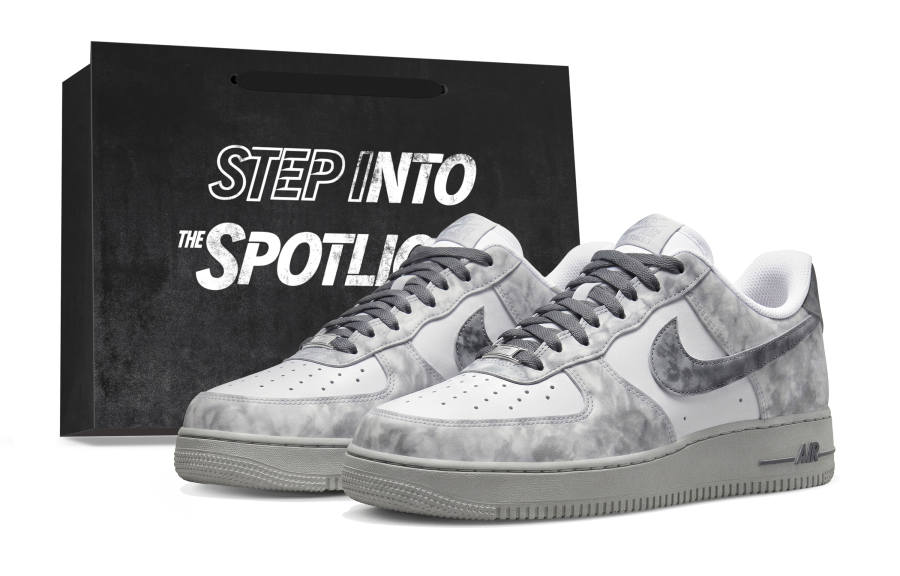 Nike Nike Air Force 1 Low Gray Blended Shoes Slip Resistant, Abrasion Resistant, Breathable Low top Skateboard Shoes Men's