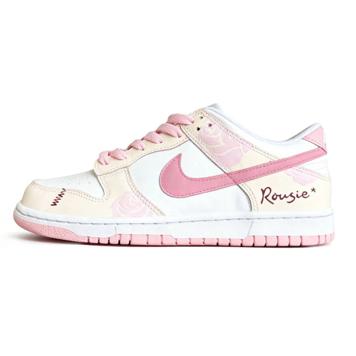Nike Nike Dunk Leather Low top Skateboard Shoes Women's Pink Yellow