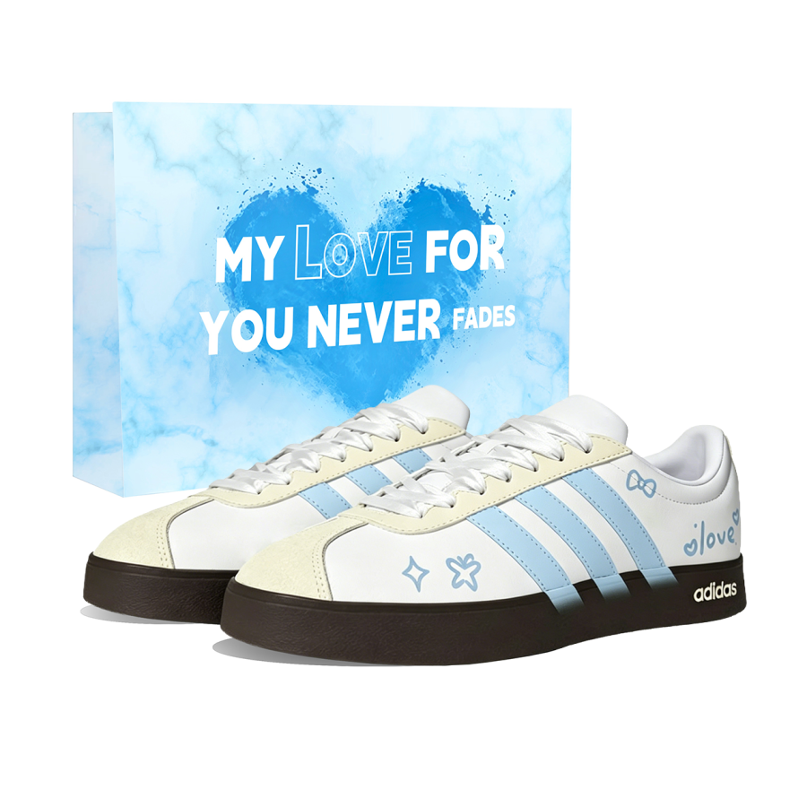 Adidas Adidas Vl Court Classic Star Confession Height Increasing Low top Skateboard Shoes Unisex Blue White