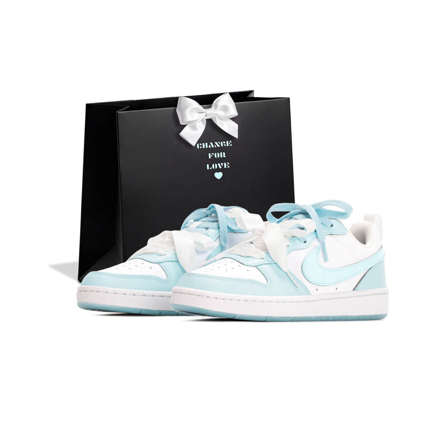 Nike Nike Court Borough Shopping Bag, Ice Blue Mint Slip Resistant Abrasion Resistant Skateboard Shoes Women's Blue White
