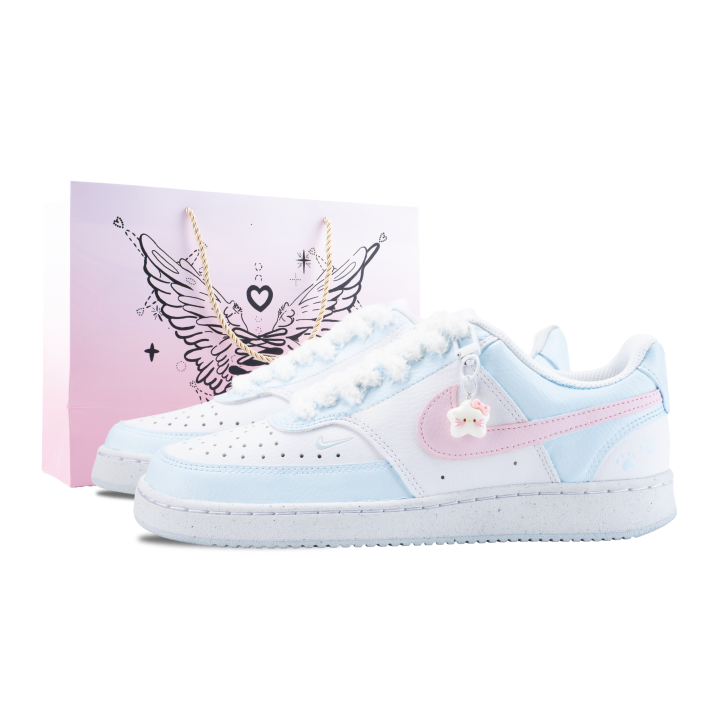 Nike Nike Court Vision Star Cat Gummies Slip Resistant Abrasion Resistant Low top Skateboard Shoes Women's Pink Blue