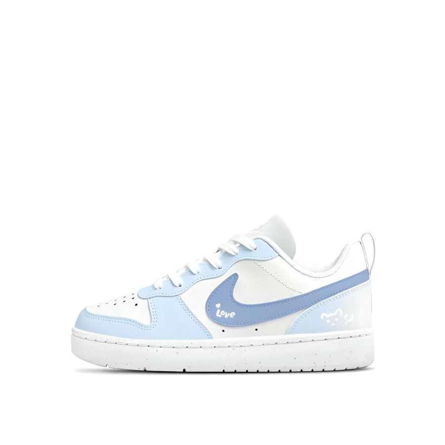 Nike Nike Court Borough Maris Sal Milk Bear Cushioning Abrasion Resistant Breathable Low top Kids' Skateboarding Shoes