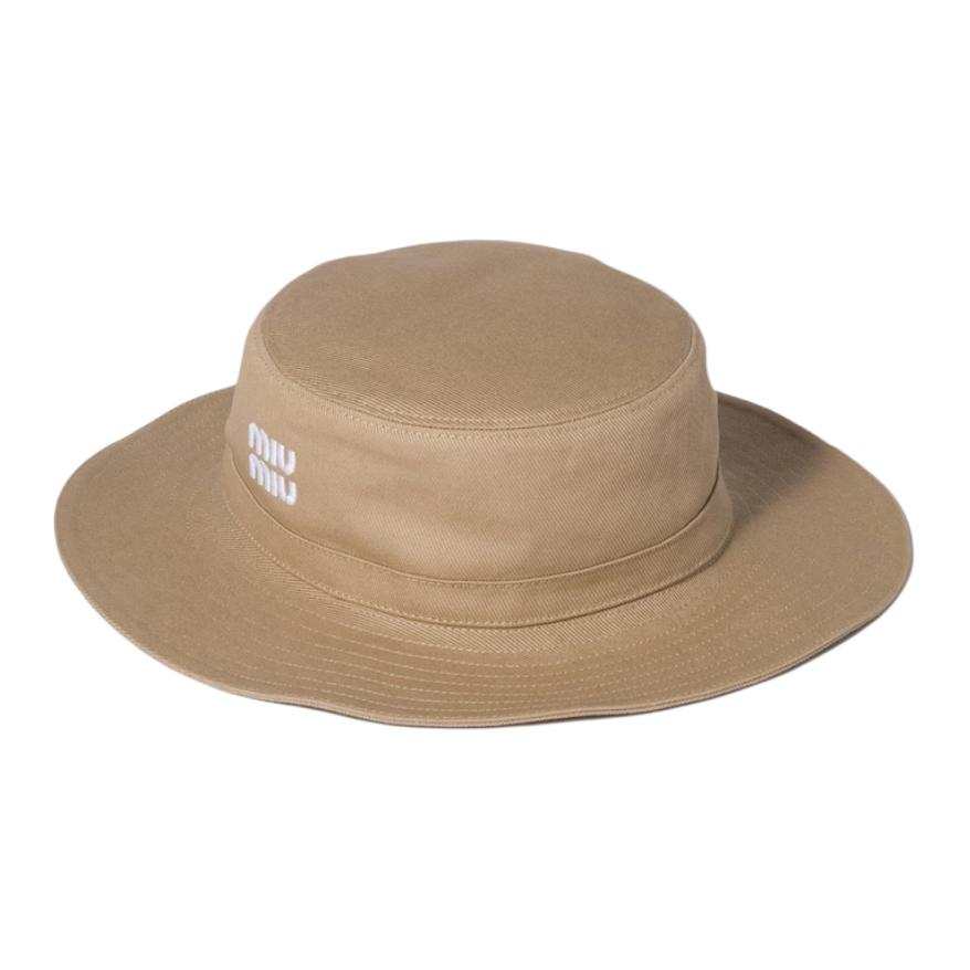 MIU MIU Cotton Hats & Caps Unisex Khaki/White