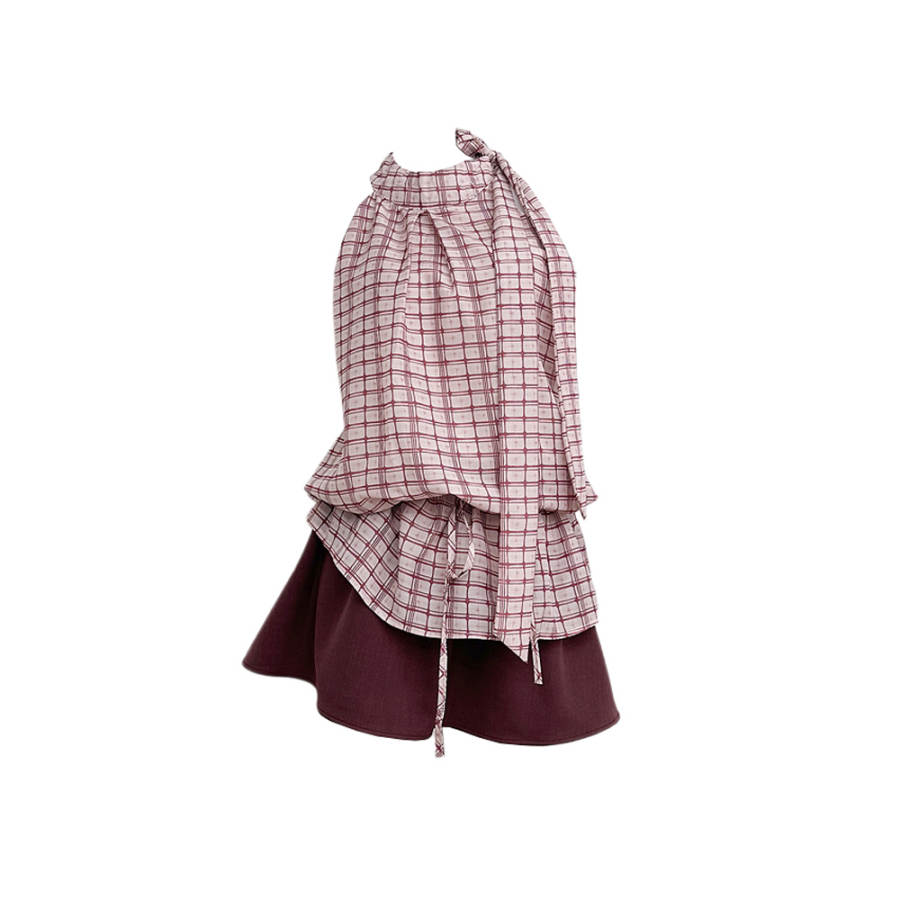 TUSHIFEI Two Piece Skirt Sets Women's Halter Moderate Short Skirt