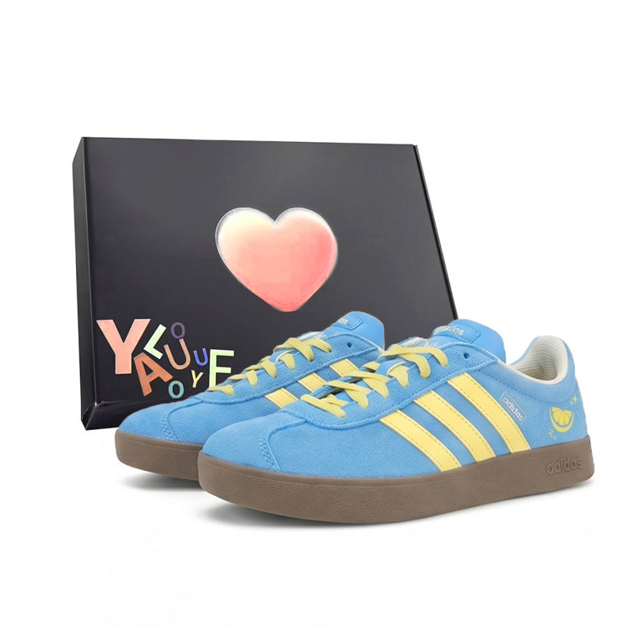 Adidas Adidas VL COURT 2.0 Slip Resistant Abrasion Resistant Low top German Army Trainers Unisex Blue White