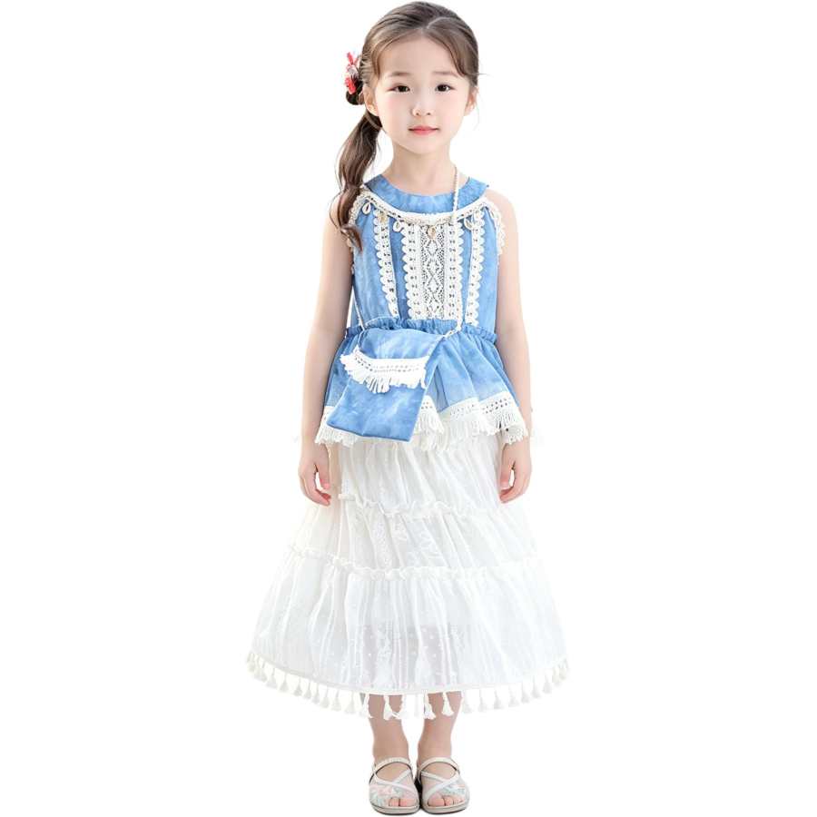 YALU Grade School Two Piece Skirt Sets Crew Neck Thin Short Skirt