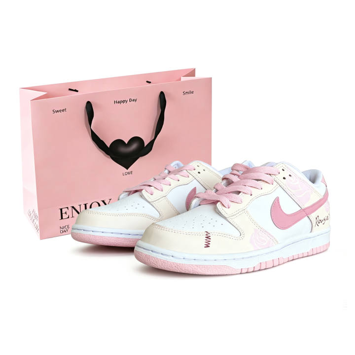 Nike Nike Dunk Leather Low top Skateboard Shoes Women's Pink Yellow