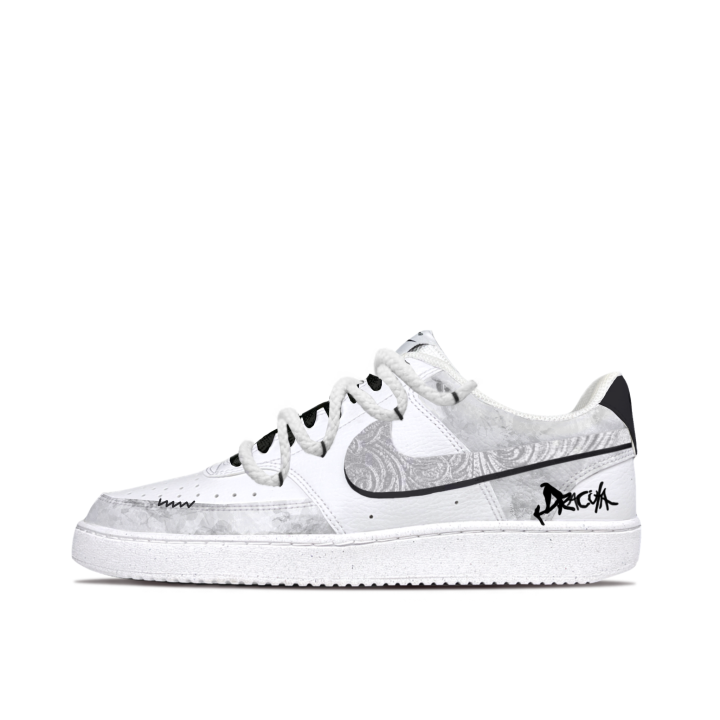 Nike Nike Court Vision 1 Mechanical Magic, Ink Wash Shadow, Chinese Style Low top Skateboard Shoes Unisex Gray White