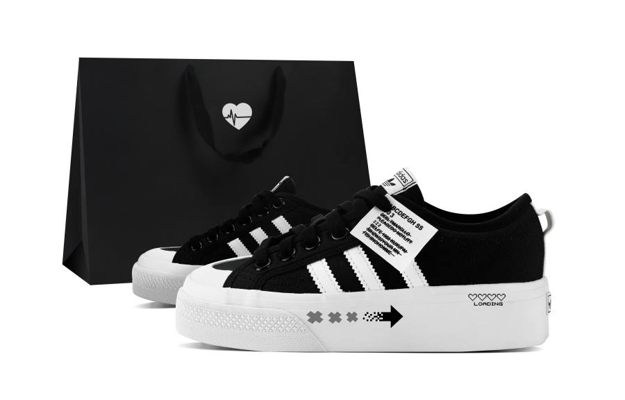 Adidas Originals Nizza Platform Skateboard Shoes Women's Black White