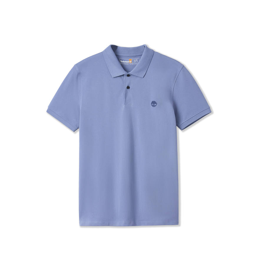 Timberland Polo Shirts Men's Stonewashed Blue Polo Collar Moderate Straight Fit