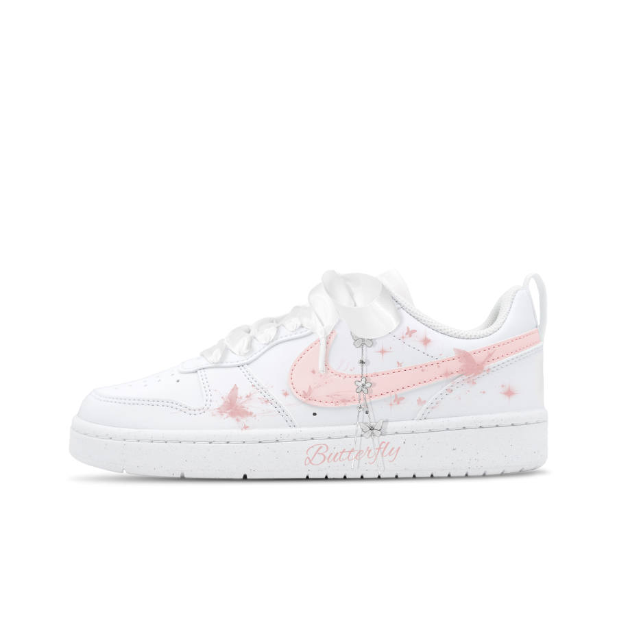Nike Nike Court Borough Butterfly Low top Kids' Skateboarding Shoes Pink White Teenagers