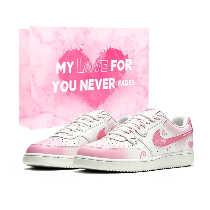Nike Nike Court Vision Pink Mist Love Confession Slip Resistant, Abrasion Resistant, Height Increasing Low top