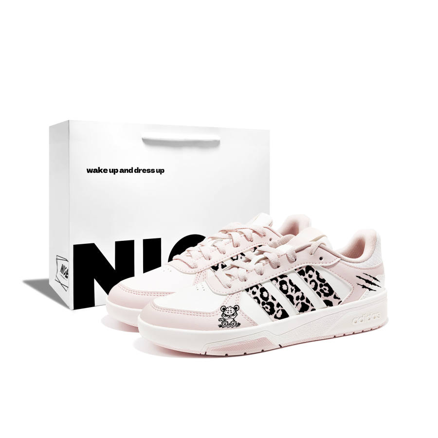 Adidas Adidas COURTBEAT Leopard Print R Textile, Synthetic Leather Slip Resistant Cushioning Abrasion Resistant Low top