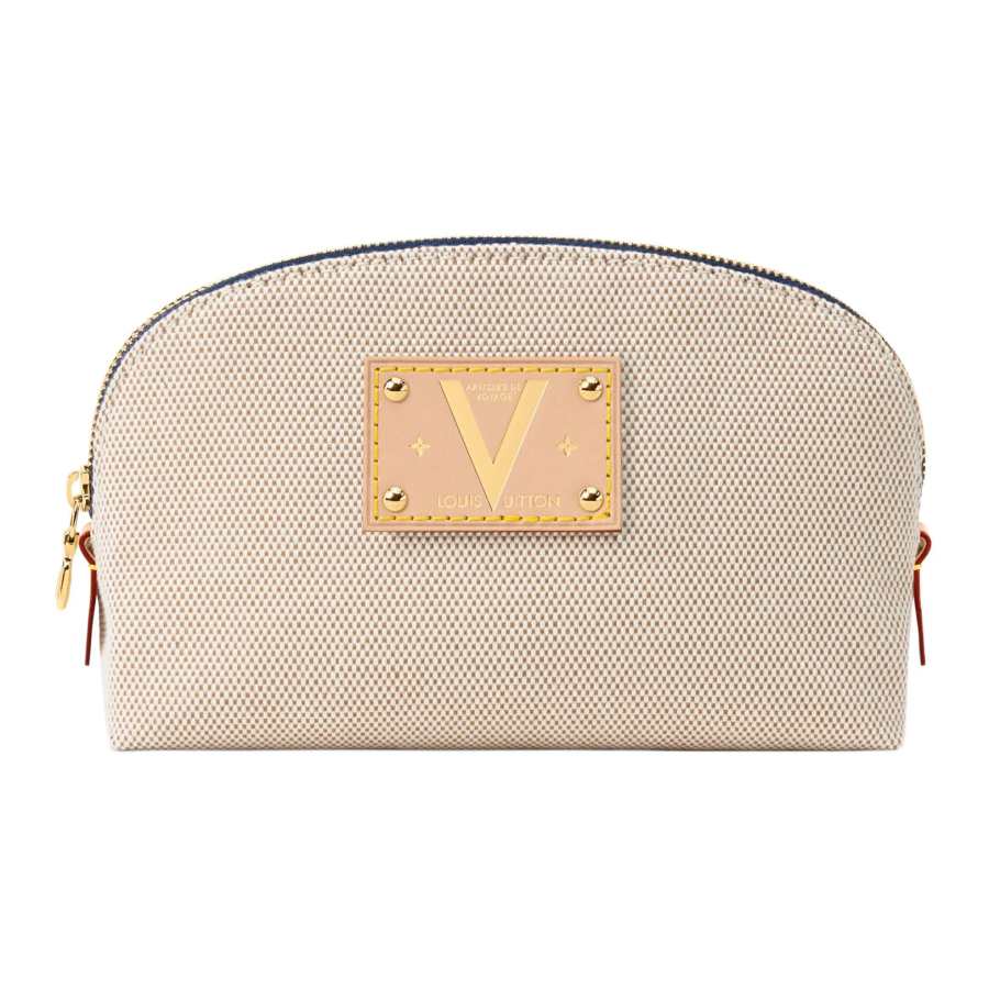 LOUIS VUITTON Cotton Makeup Bag Small Women's Beige