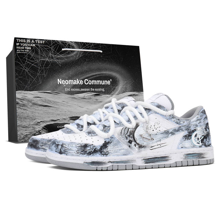 Nike Nike Big Ink Dyed Starry Sky Leather Slip Resistant Abrasion Resistant Low top Skateboard Shoes Unisex Black