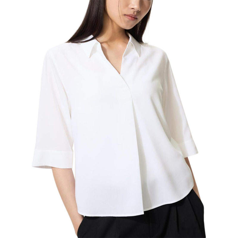 UNIQLO SS26 Shirts Women's White Half Open Collar