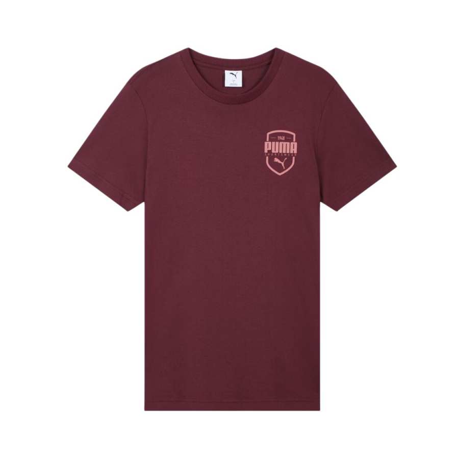 PUMA T Shirts Unisex Burgundy 96 Crew Neck Moderate