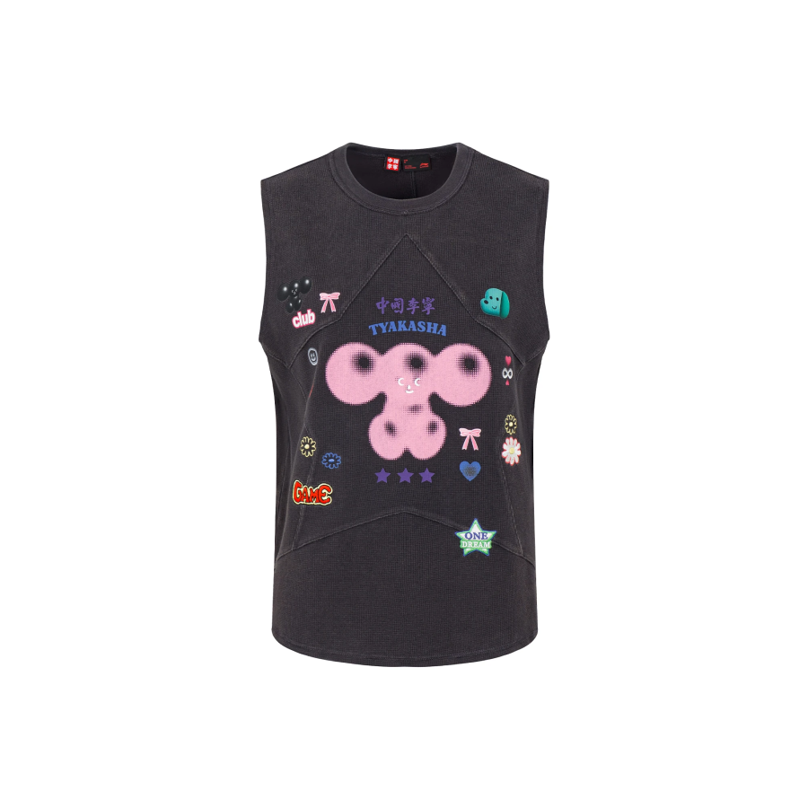 Li-Ning Li Ning Sleeveless Sports Shirts Women's Charcoal Black Crew Neck Moderate