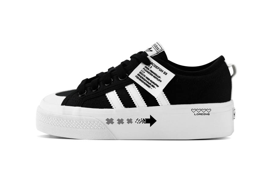 Adidas Originals Nizza Platform Slip Resistant Height Increasing Low top Skateboard Shoes Women's Black White
