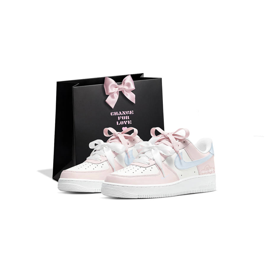 Nike Nike Air Force 1 Couple's, Shopping Bag, Pink Rose Cushioning Low top Skateboard Shoes Women's Pink Blue