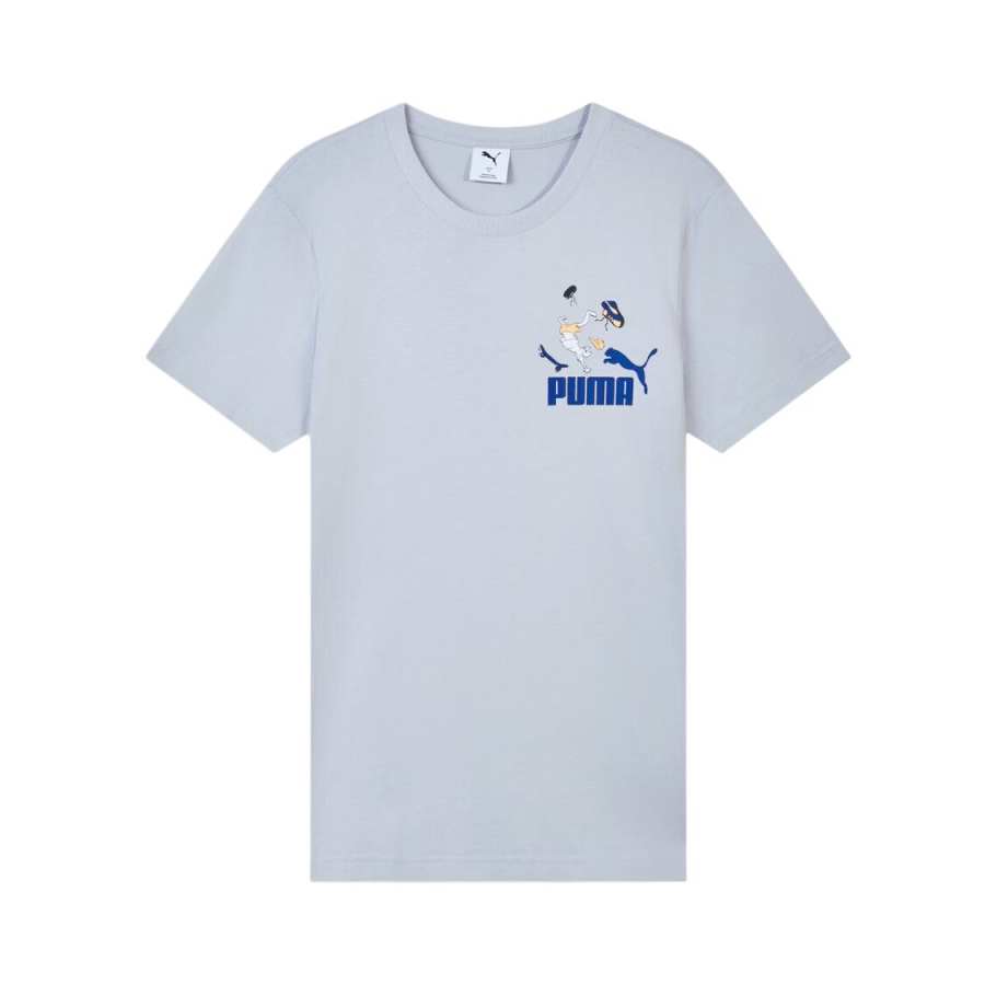 PUMA PUMA T Shirts Unisex Active Silver 82 Crew Neck Moderate