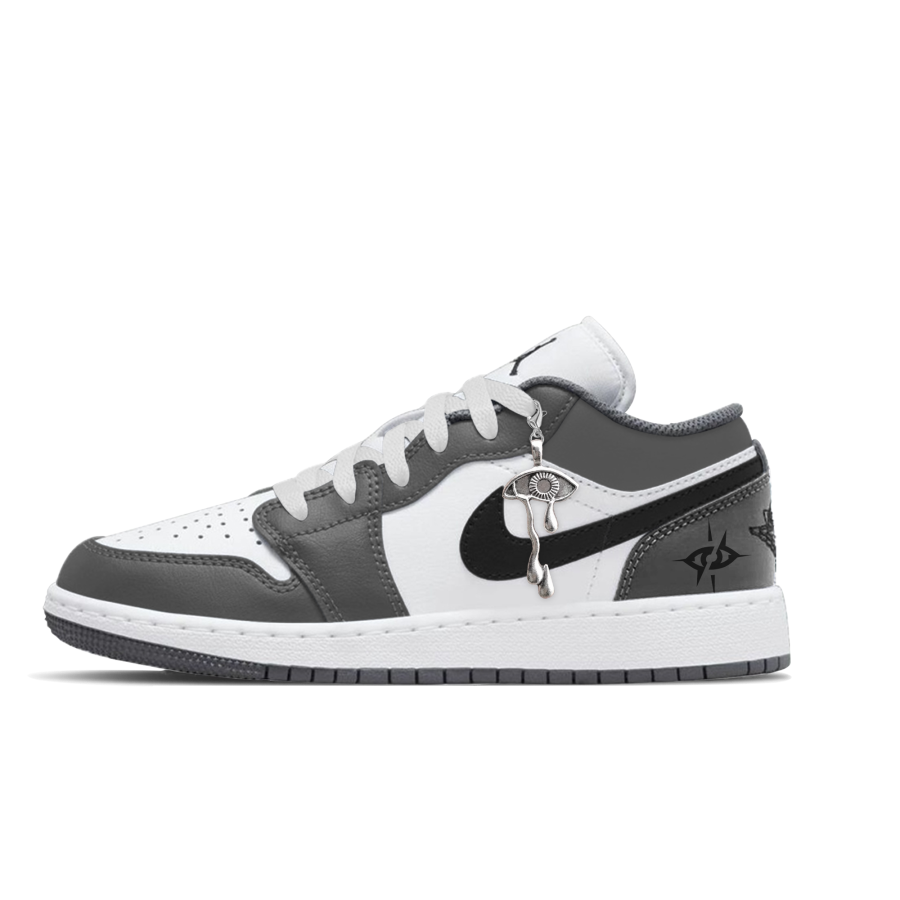 Jordan Jordan Air Jordan 1 Tear Star Slip Resistant Abrasion Resistant Low top Children's Basketball Shoes Gray Unisex