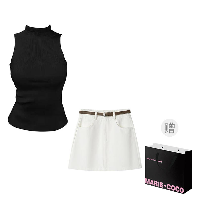 MARIE·COCO Two Piece Skirt Sets Women's Half Turtleneck Moderate Short Skirt